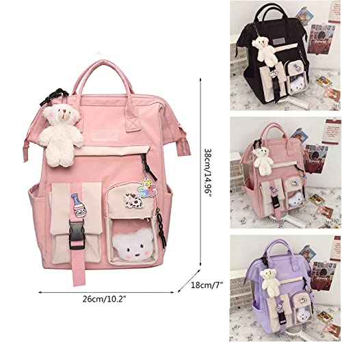 Cute Backpack with Cute Pin Accessories Plush Pendant for School Bag Student Girl Backpack Super-Capacity Waterproof Travel Backpack(Purse-3)2