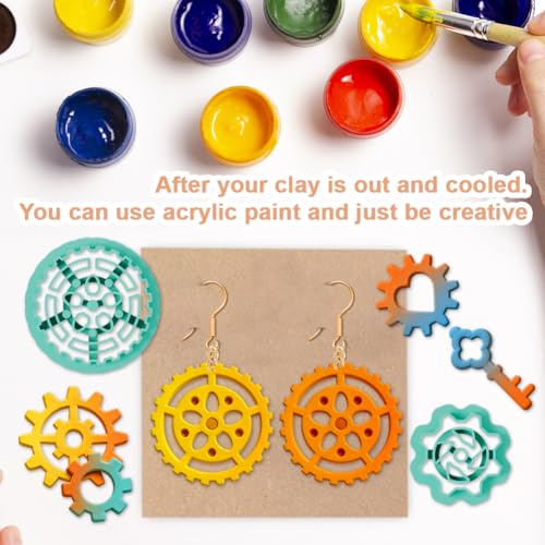 beinkmake 17Pcs Steampunk Gear Polymer Clay Cutters Antique Steampunk Gear Ceramics Jewelry Cutters for Gothic Polymer Pottery Jewelry Making by beinkmake - Image 5