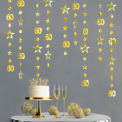 Zhiaek 39 Pies Decoracion Cumpleaños 60 Años Oro Guirnalda de Papel Banderines de Fondo para Cumpleaños de 60 Años Decoracion Fiesta 60 Aniversario | Ya disponible en tu tienda friki favorita! En mundofriki.es!