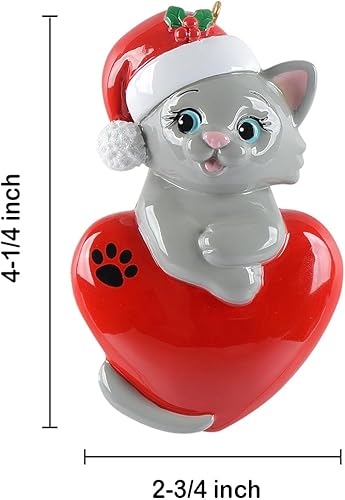 Miniatura 5 de Adorno de gato gris, adorno de gato personalizado, adorno de árbol de Navidad para gato, adorno de primera Navidad de gatito, regalos de recuerdo de