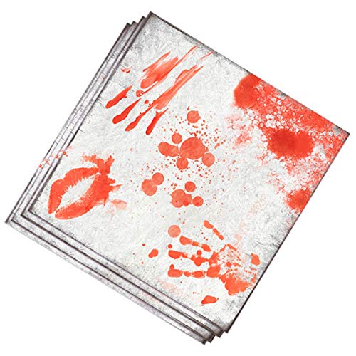 FIESTAS GUIRCA | 20 guardanapos de sangue descartáveis (16 x 16 cm) - decoração de mesa para festas de Halloween terríveis - ideal para eventos assustadores - branco e vermelho