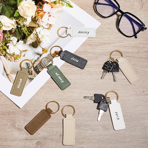 Wavyknot 48 Pcs Leather Keychain Blanks DIY Crafts,Rectangle,Earth Tones — view 4