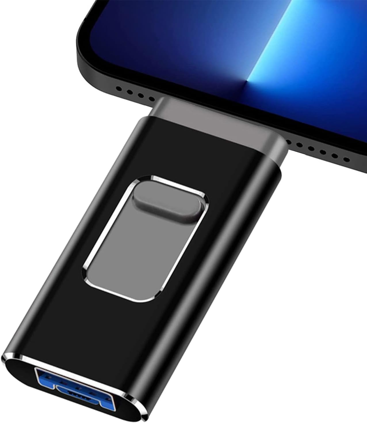 ARCELI USB Flash Drive for iPhone 128GB- 4 in 1 Photo Memory Stick External Storage Pen Drive Compatible for IOS/Android/Tablet/PC and Devices with Micro USB 3.0/OTG (Black)