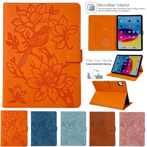 Étui iPad Air 11 M2 2024 bleu clair housse cuir support folio tablette intelligent fleur - 2