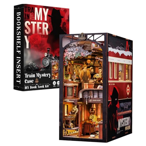 Fsolis Book Nook Kit, DIY Miniature Room House Kit for Adult Decorative Bookend Bookshelf Bookcase...