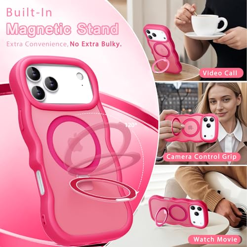 Coque iPhone 17 Pro MagSafe rose ondulée antichoc - 4