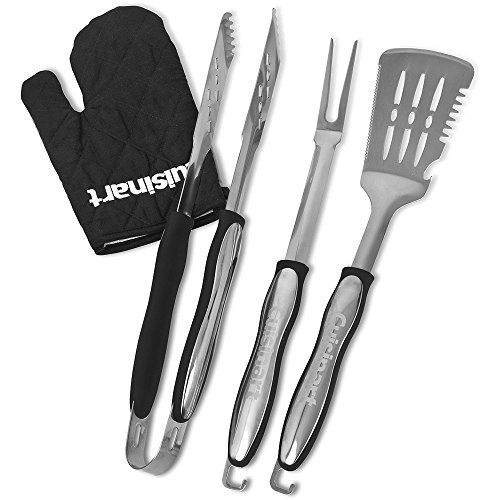 Image of Cuisinart CGG-750 Portable, Venture Gas Grill, Red & CGS-134BL Grilling Tool Set with Grill Glove, Black (3-Piece)