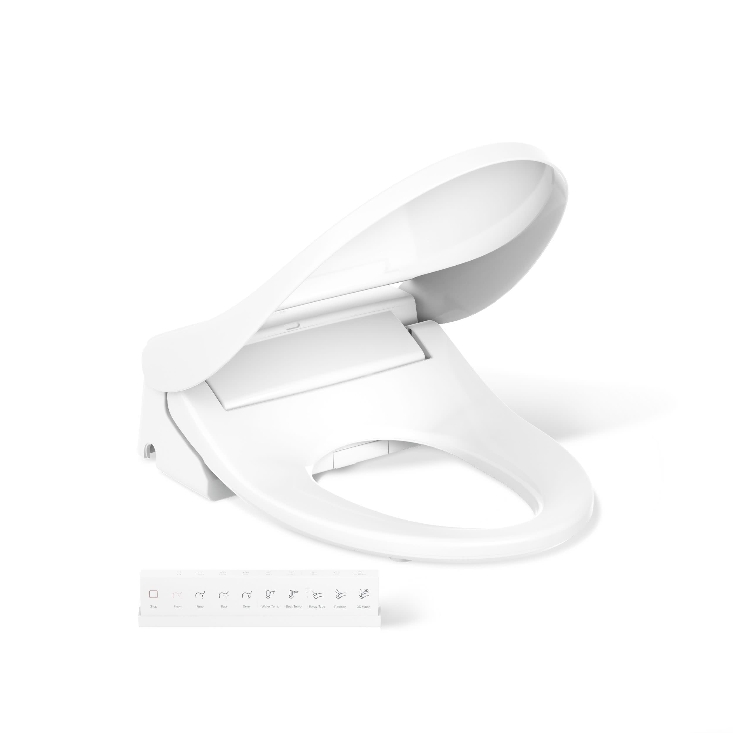kohler purewash e880 elongated bidet toilet seat with remote, warm water, quiet-close lid prevents slamming, easy installation with quick-release, self-cleaning wand, adjustable water pressure
