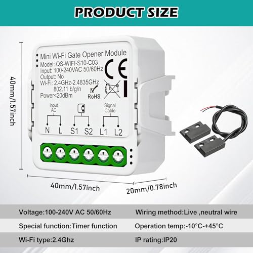 Module d'interrupteur connecté de garage WIFI Tuya pour commande à distance de portail - 3