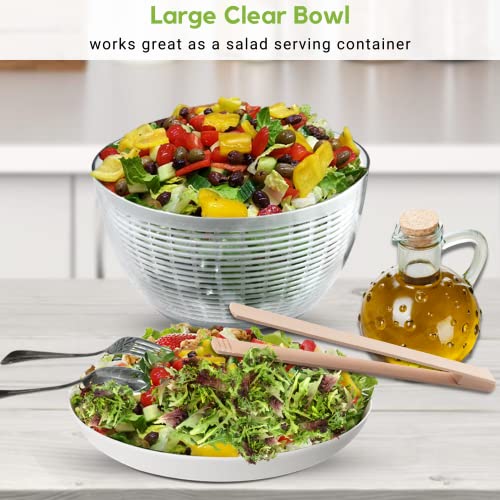 Brieftons 6.2-Quart Large Salad Spinner: Vegetable Washer Dryer Drainer Strainer With Bowl & Colander, Easy One-Handed Pump, Compact Storage, For Washing, Cleaning & Drying Greens, Vegetables, Fruits #TOP7