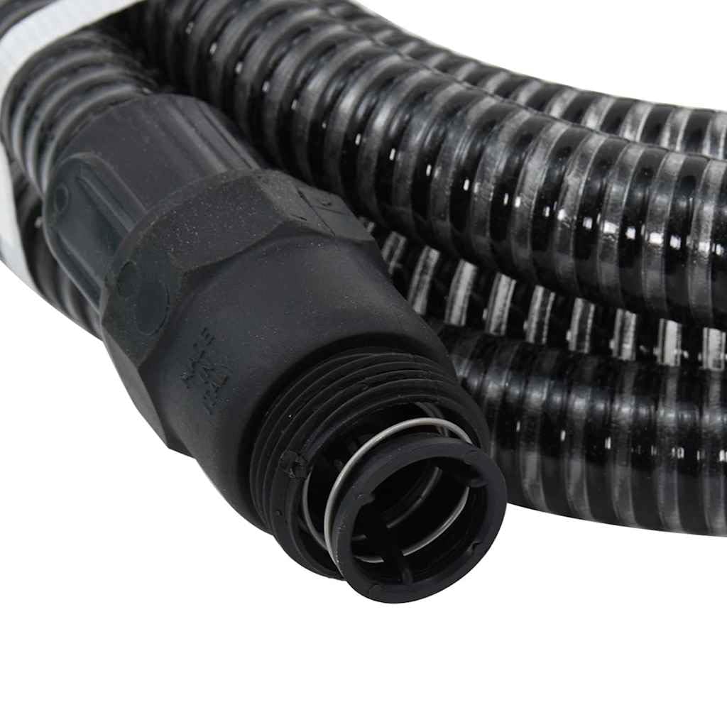 Manguera de aspiración con conectores de PVC, color negro, 1 pulgada, 4 m, manguera de jardín flexible, sin pliegues, con válvula de pie y colador para riego, bomba de jardín, accesorios