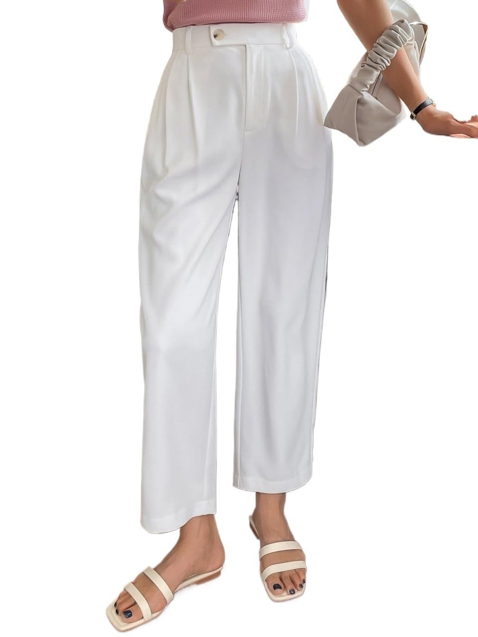 EFJONE Trousers Pants for Women Fall Trendy High Waist Slant Pockets Pants Fashion Suit Pants