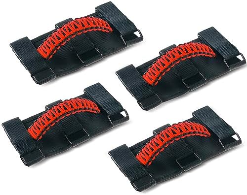 Moveland Grab Handles For Jeep Wrangler - Upgrade Metal Buckle Paracord Grip Handle Roll Bar Grab Handles For Jeep Wrangler Jl Jk Tj Yj Jeep Gladiator Accessories 2pack