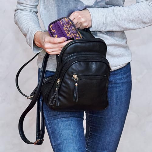 Image of Pill Case Weekly Travel Pill Organizer for Purse with Removable 7 Day Pill Box Premium Neoprene Pill Container for Travel Purse Accessory, Vitamin, Supplement, Small Pieces Arrangement-Purple