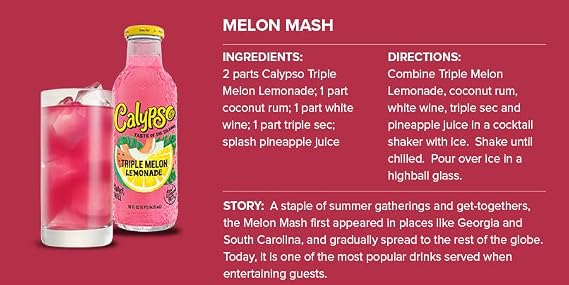 Calypso Lemonade | Island-Inspired Flavors with Real Lemon | (Pack of 12, Tripple Melon Lemonade)
