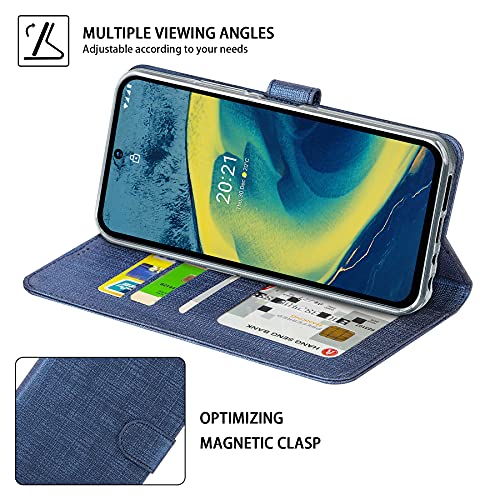 Foluu For Nokia Xr20 Case [Not Fit Nokia X20], Nokia Xr20 Wallet Case Canvas Flip/Folio Soft Tpu Cover Bumper Kickstand Ultra Slim Strong Magnetic Closure Cover For Nokia Xr20 2021 (Blue) #TOP1