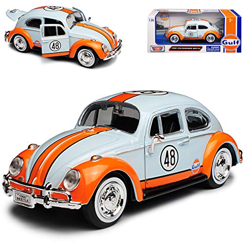 Motormax Coche Volkswagen Escarabajo Coupe Gulf Azul Naranja Nr 48 1/24 Modelo Coche
