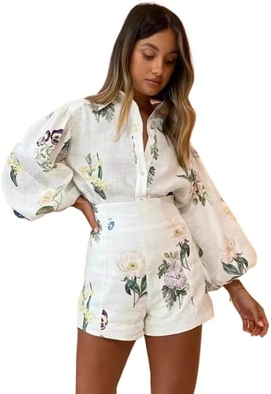 High-waisted shorts, stylish shirt, casual suit