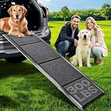Dog Ramp for Large Pets, 71'' * 17'' Felt Surface Pet Car Ramp & Stairs, Non-Slip Design Protects Joints, Portable 300 Lbs Capacity for SUV, Truck, High Profile Vehicles