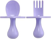 Vista 15 de Elli&Nooli Silicone Baby Utensils Set - 2 Count, Yellow - Star-Shaped Choke Guards for Constructive Eating - Spoon & Fork for Self Feeding