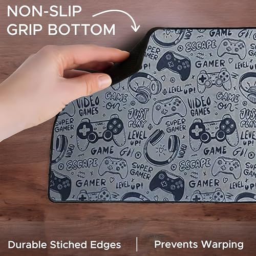 Image of Ant Esports Gamerz Paradise Theme Extended Mouse Pad - 900x400mm Large Waterproof Desk Mat, Non-Slip Rubber Base, Keyboard & Mouse Mat for Gaming Setup, Office & Home - Grey Multicolor Design