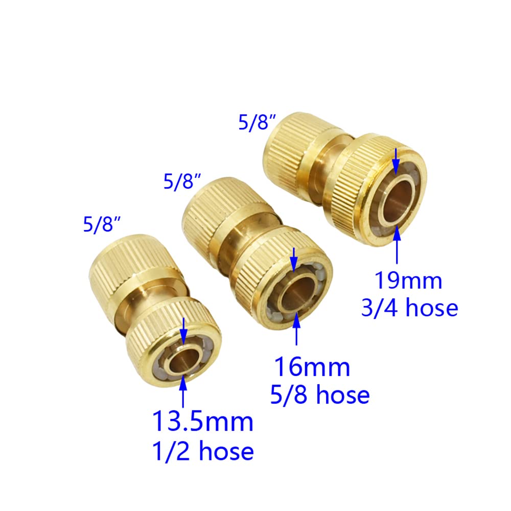 5pcs Brass 3/8 1/2 3/4 Pollici Tubo Flessibile Connettore rapido Giardino 8/11 16mm 20mm 25mm Tubo Flessibile Rame Acqua Connettore Acqua Acqua Acqua Raccordi,3/4×F