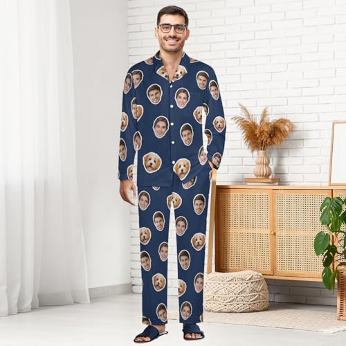 Custom Pajamas Set with Photo Face Personalized Pajama Pjs Funny Gifts for Men Women Matching Couples Christmas4