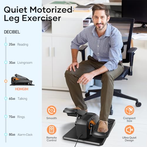 HOMGIM Under Desk Elliptical Machine - Quiet Motorized Leg Exerciser with Smart Remote, 12-Speed Manual Programs Auto/3 Auto Programs LCD Display & Bidirectional Motion for Home/Office (Orange)