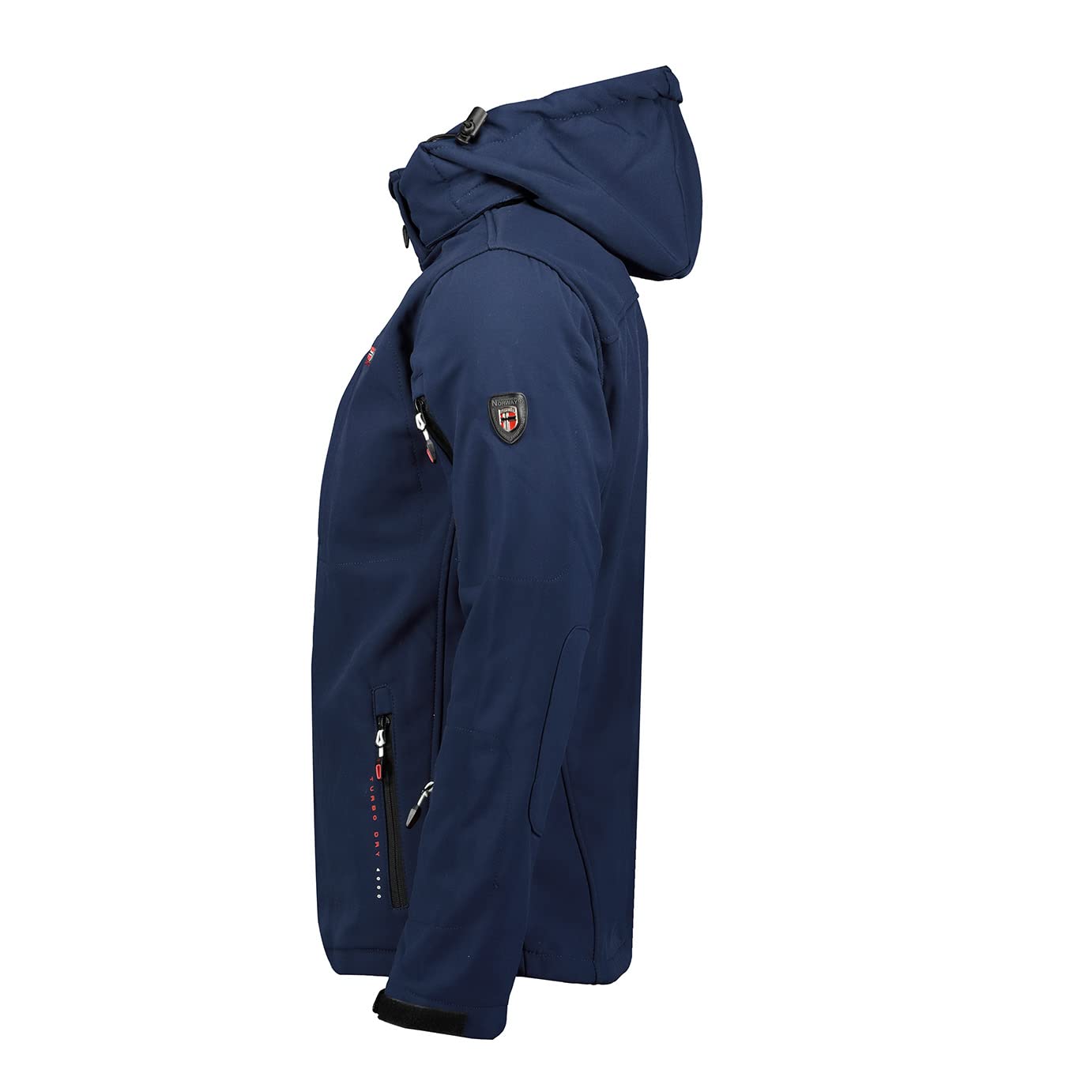 Geographical Norway Tunarama Męska wodoodporna kurtka softshellowa z kapturem, kurtka outdoorowa, taktyczna wiatrówka, jazda na nartach, jesień, zima, wiosna (granatowa, 3XL), granatowy, 3XL