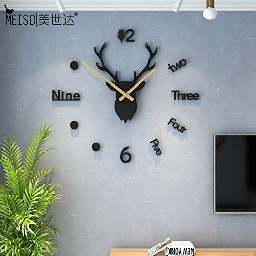 Wall Clocks MEISD Acrylic Clock Wall Clock Large diy Stickers Self Adhesive Watch Wall Art Home Decor Black Horloge (Color : Black, Sheet Size : 50X45.5CM)