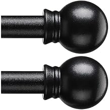 2 Pack Curtain Rods for Windows 48 to 84 Inch, 5/8 Inch Extra Long Matte Black Curtain Rod with Bracketssize28-95 Inch