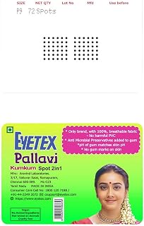 EYETEX PALLAVI Bindi P9 Black Pack of 10 pcs Eyetex Pallavi Sticker Kumkum (Round) P 9 Black 10 Flaps Price In India