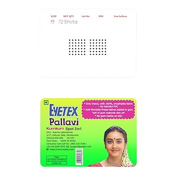 EYETEX PALLAVI Bindi P9 Black Pack of 10 pcs Eyetex Pallavi Sticker Kumkum (Round) P 9 Black 10 Flaps