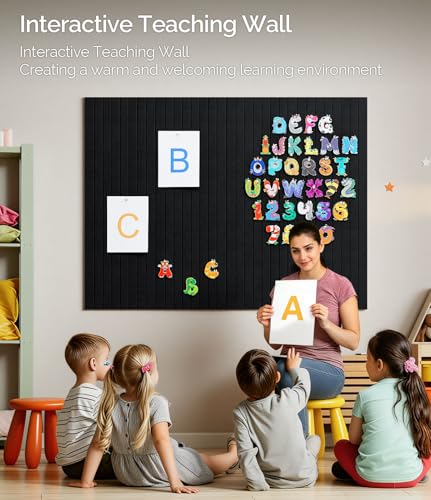 Bounmer Large Cork Board Alternative 48“ x 36”, 12-Pack Felt Bulletin Board Tiles with 60 Safe Removable Adhesive Tabs & 30 Pushpins, Cork Boards for Office Walls Decor (Black) - Image 6