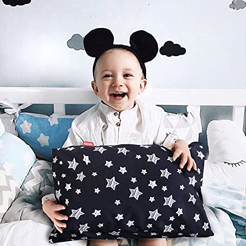 Toddler Pillowcase 2 Pack, 14'' X 20'' Travel Pillow Case Cover For Babies, Kids, Boys And Girls, Soft And Breathable Small Pillow Cases With Envelope Closure, Black Star Print #TOP5