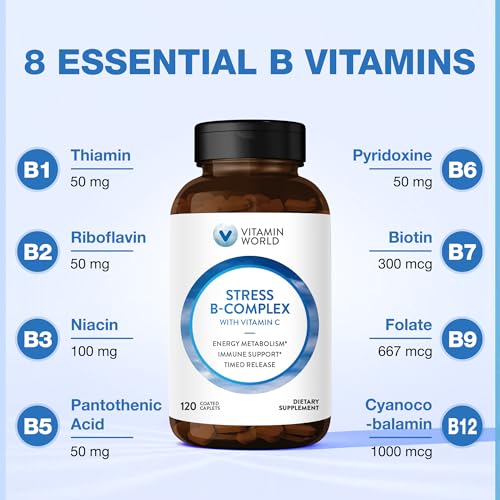 Stress Vitamin B Complex with Vitamin C, Timed Release High-Potency Vitamin B6, B12, Niacin, Folate & Biotin for Stress, Energy,... - Image 3