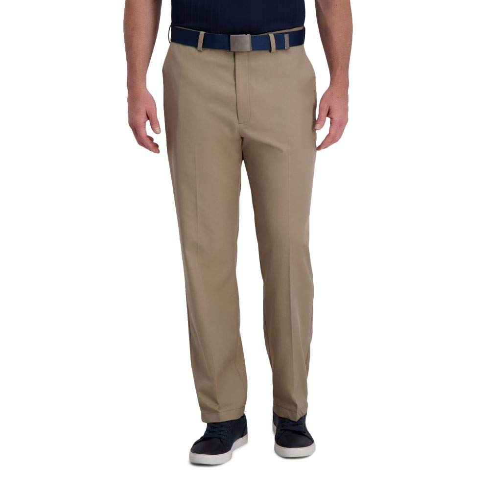 HaggarMen's Cool Right Performance Flex Solid Classic Fit Flat Front Pant (Regular and Big & Tall Sizes)