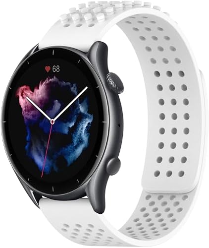 For Amazfit GTR 3 22mm Holes Breathable 3D Dots Silicone Watch Band(White)