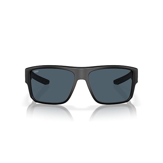 Costa Man Sunglasses Matte Black Frame, Blue Mirror Lenses, 59MM