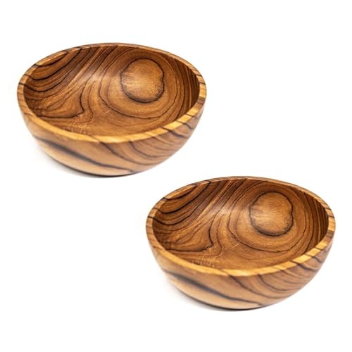 Rainforest Bowls Set mit 2 klassischen Jumbo-Schalen aus Javanischem Teakholz, 20.3 cm Durchmesser, handgefertigt von indonesischen Kunsthandwerkern, jede Schale ist einzigartig Cover