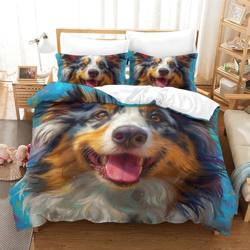 Parure de lit 3pcs Australian Shepherd housse de couette microfibre