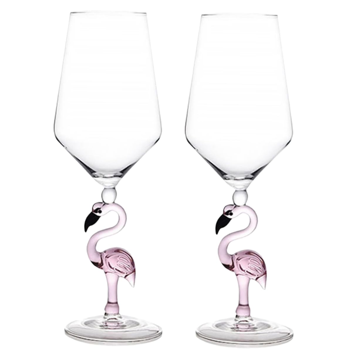 PRETYZOOM 2 Copas de Vino de Vidrio, 330ml, Diseño de Flamenco Rosa, Resistentes al Desgaste, para Fiestas y Bares