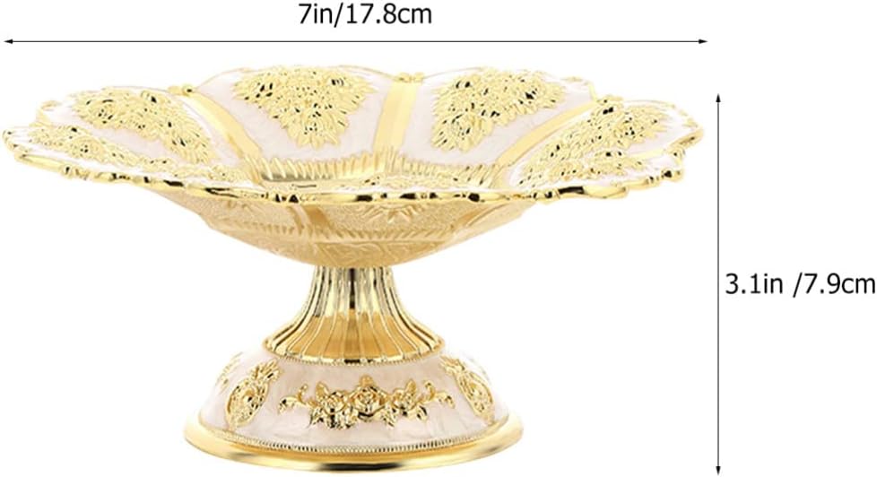 UPKOCH Gold Metal Fruit Plate 7X7 Inch European Style Decorative Footed Tray for Home Dining Table Candy Snacks Serving Dessert Dish