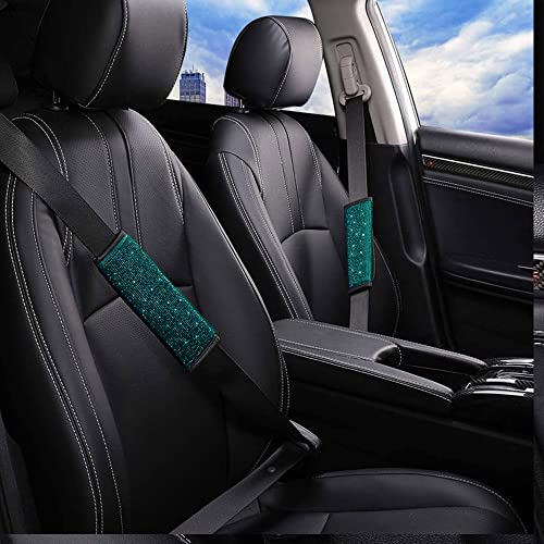 Mingzaiqipei Bling Bling 2Pcs Car Safety Belt Covers - Crystal Diamond Seat Belt Shoulder Pads For Women Or Girls (Green) #TOP2