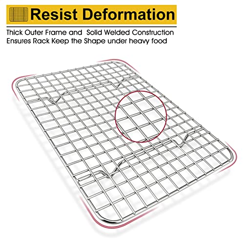P&P Chef 2-Pieces Small Cooling Baking Racks, Stainless Steel Grid Rack For Cooking Roasting Drying Grilling, 9.75'' X 7.5'' X 0.75'', Oven & Dishwasher Safe, Fit Small Toaster Oven #TOP3