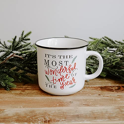 Sweet Water Decor Christmas Coffee Mug | Rustic 16Oz Ceramic Campfire Style Coffee Cup Microwave & Dishwasher Safe | Festive Seasonal Holiday Mug For Women (It's The Most Wonderful Time Of The Year) #TOP4