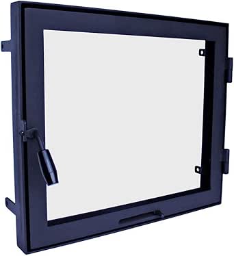 Puerta de Chimenea de Hierro Fundido 70x50 cm con Cristal Resistente para Horno de Pizza