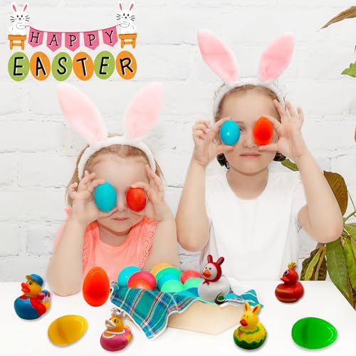 Lubibi 12 Stück Vorgefüllte Ostereier Gefüllt Mit 12 Form Ist Niedliche Gummienten-Spielzeuge, Nachfüllbare Ostereier, Osterkorbfüller, Osterparty-Geschenke, Überraschungsgeschenke Für Kinder