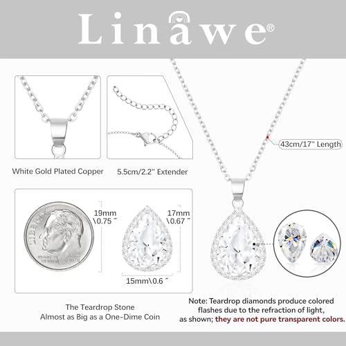 Linawe Crystal Chain Necklace for Women Trendy, Imitation Diamond Pendant, Statement Cubic Zirconia Boho Jewelry Set, 14K Gold/Rose Gold/Silver Birthstone Necklace2