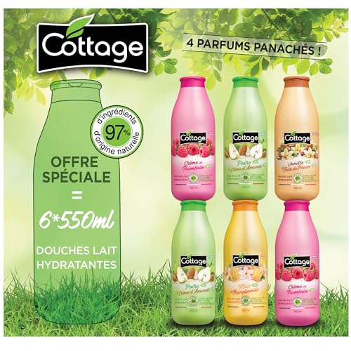 Cottage - OFFRE SPECIALE - Colis Panaché 6 Douches Laits Hydratantes 550ml - 97% d'ingrédients d'Origine Naturelle - Fabriqué en France